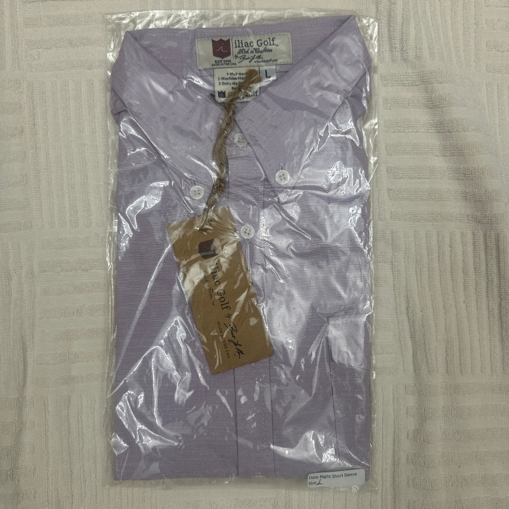 iliac Golf date night short sleeve lavender shirt